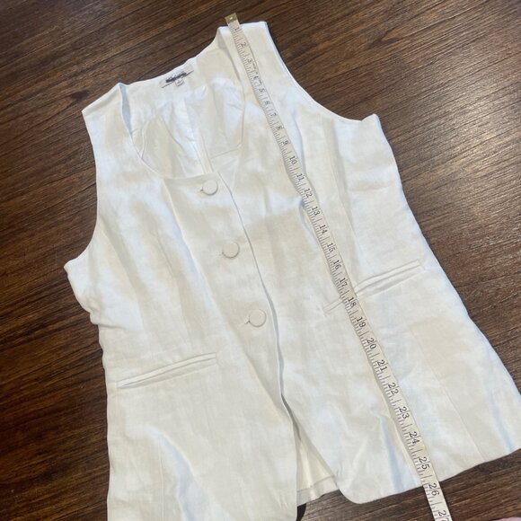 Madewell Women's Sz 8 Scoopneck Cutaway Vest Salt White Linen Slim NV834 - Picture 9 of 11